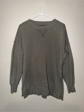Aerie Oversized Crewneck Sweatshirt Olive Gray Size M